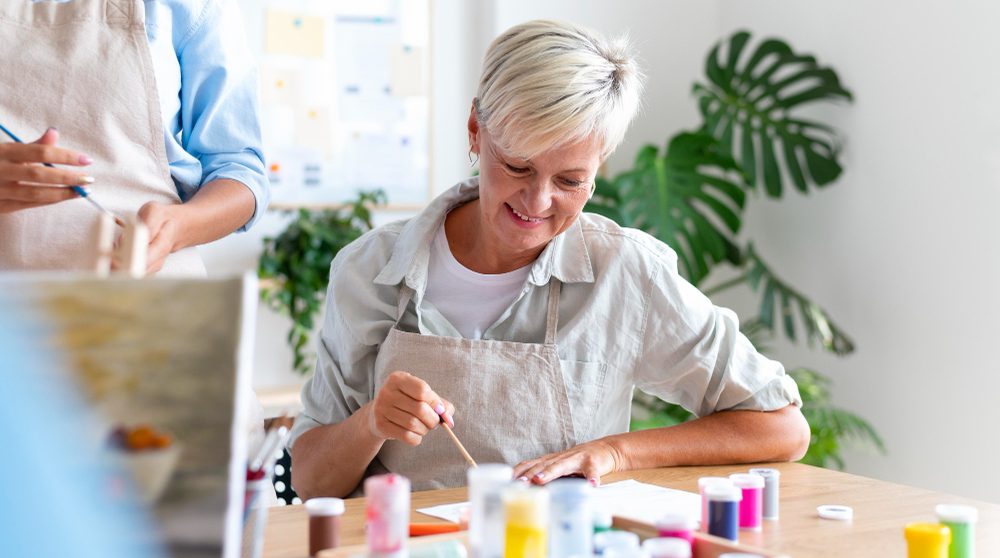Residents enjoying an arts and crafts activity